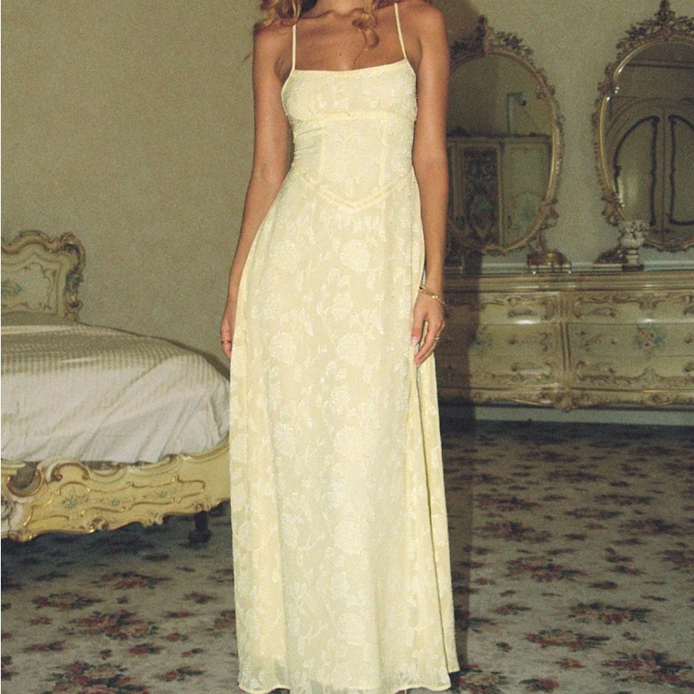 Elegant Yellow Floral Maxi Dress